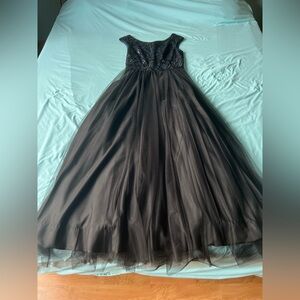 Aidan Mattox Navy and Black Gown